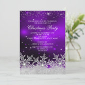 Invitation de fête de Noël violette en flocon de n (Debout devant)