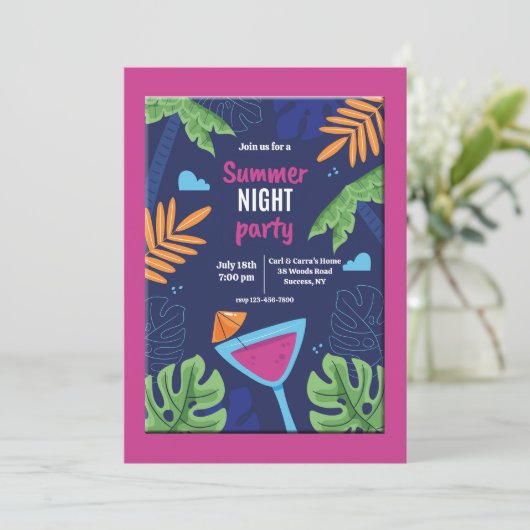 Invitation de fête de nuit d'été (Debout devant)