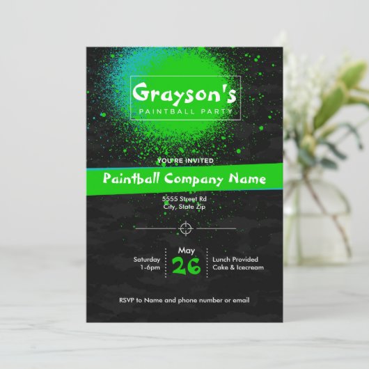 Invitation de fête de Paintball sur mesure pour An (Debout devant)