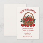 Invitation de fête de panier de fraises sucrées au (Devant / Derrière)