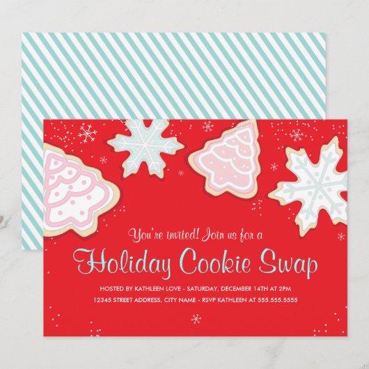 Invitation de fête de partie d'échange de biscuit (Devant / Derrière)