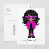 Invitation de fête de petite fille noire à la mode (Devant / Derrière)