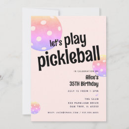 Invitation de fête de Pickleball Sports Pastel