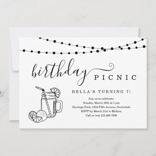 Invitation de fête de pique-nique d'anniversaire (Devant)
