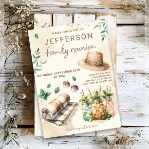 Invitation de fête de pique-nique en famille Boho