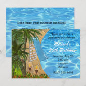 Invitation de fête de piscine d'été BBQ tropical (Devant / Derrière)