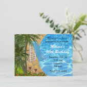 Invitation de fête de piscine d'été BBQ tropical (Debout devant)