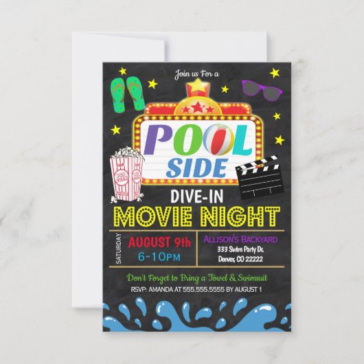 Invitation de fête de piscine en été avec plongée (Devant)