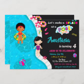 Invitation de fête de piscine invitation de piscin (Devant / Derrière)