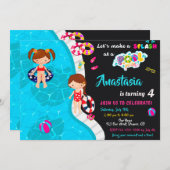 Invitation de fête de piscine invitation de piscin (Devant / Derrière)