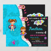 Invitation de fête de piscine invitation de piscin (Devant / Derrière)
