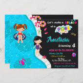 Invitation de fête de piscine invitation de piscin (Devant / Derrière)