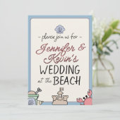 Invitation de fête de plage de mariage Château de (Debout devant)
