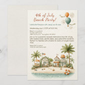 Invitation de fête de plage du 4 juillet – Ligne a (Devant / Derrière)