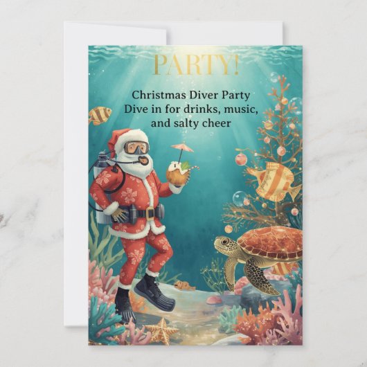 Invitation de fête de plongée en apnée pour Noël (Devant)