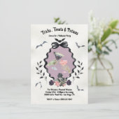Invitation de fête de potions d'Halloween florale (Debout devant)