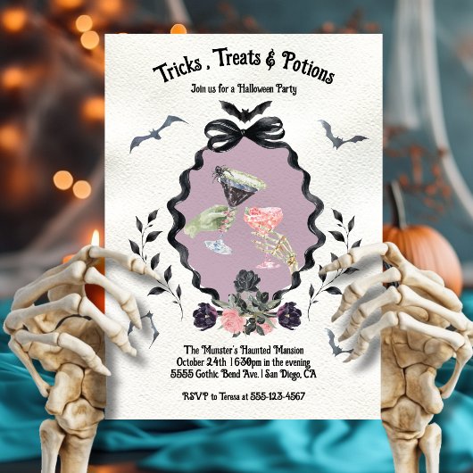 Invitation de fête de potions d'Halloween florale