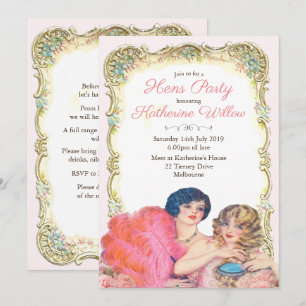 Invitation de fête de poulettes victorienne vintag
