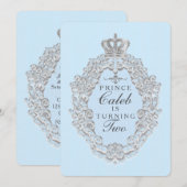 Invitation de fête de prince de conte de fée vinta (Devant / Derrière)