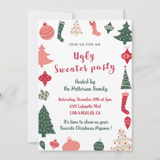 Invitation de fête de pull moche amusant (Devant)