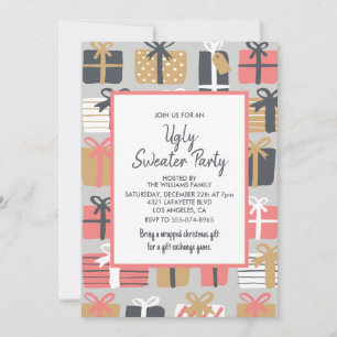 Invitation de fête de pull moche Cadeaux mignons