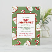 Invitation de fête de pull moche Cute Santa Barley (Debout devant)