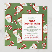 Invitation de fête de pull moche Cute Santa Barley (Devant / Derrière)