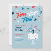 Invitation de fête de quatre ans gratuite (Devant)