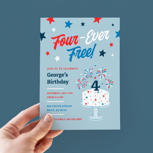 Invitation de fête de quatre ans gratuite