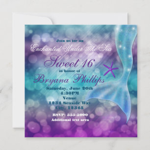 Invitation de fête de queue de sirène sous la mer