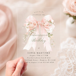 Invitation de fête de Quinceanera Rose Florale Rub