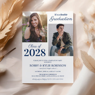 Invitation de fête de remise de diplôme conjointe