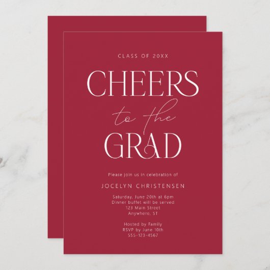 Invitation de fête de remise de diplômes minimalis (Devant / Derrière)