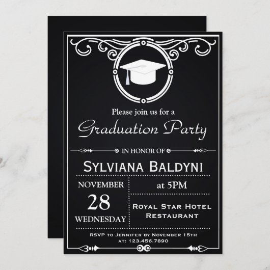 Invitation de fête de remise des diplômes (Devant / Derrière)