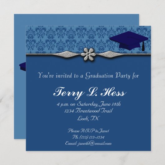 Invitation de fête de remise des diplômes (Devant / Derrière)