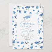 Invitation de fête de remise des diplômes Bleu For (Devant)