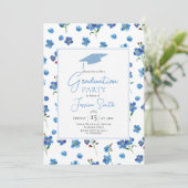 Invitation de fête de remise des diplômes Bleu For (Debout devant)