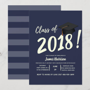 Invitation de fête de remise des diplômes bleu mar