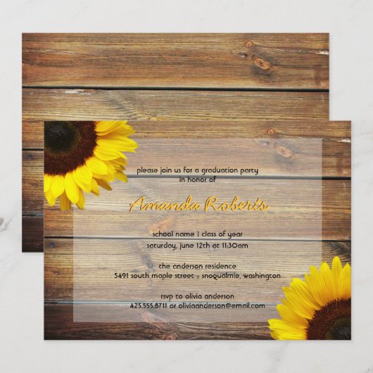 Invitation de fête de remise des diplômes de (Devant / Derrière)