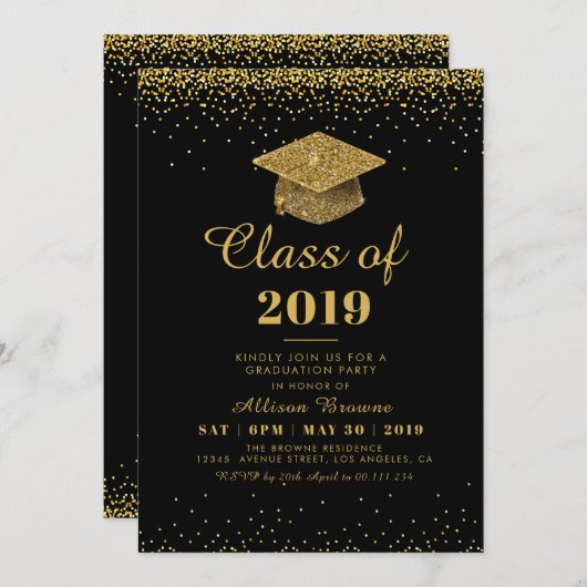 invitation de fête de remise des diplômes de (Devant / Derrière)