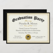 Invitation de fête de remise des diplômes de (Devant / Derrière)