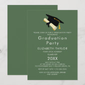 Invitation de fête de remise des diplômes verte ch (Devant / Derrière)