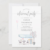 Invitation de fête de retraite aquarelle Café de P (Devant)