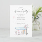 Invitation de fête de retraite aquarelle Café de P (Debout devant)
