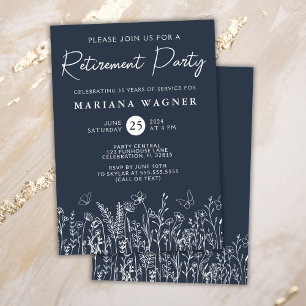 Invitation de fête de retraite aux fleurs sauvages
