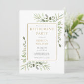Invitation de fête de retraite avec feuillage vert (Debout devant)