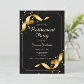 Invitation de fête de retraite avec rubans dorés (Debout devant)