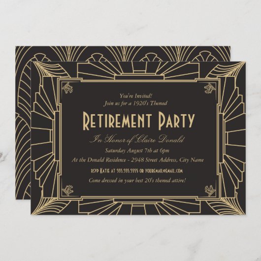 Invitation de fête de retraite dans le style Art D (Devant / Derrière)