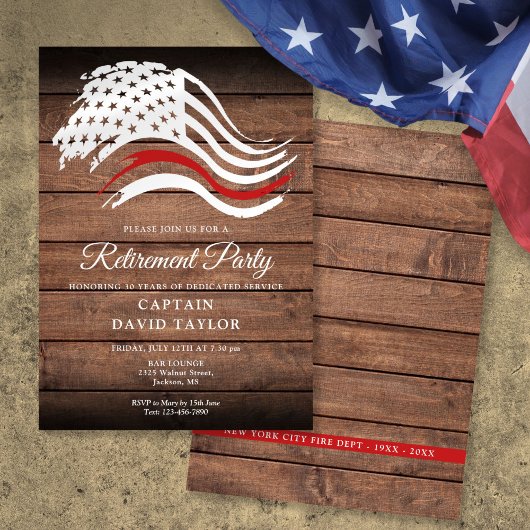 Invitation de fête de retraite de pompier de ligne