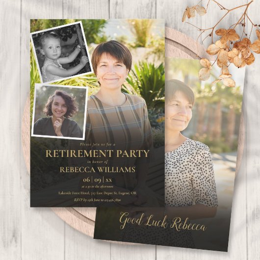 Invitation de fête de retraite en collage photo